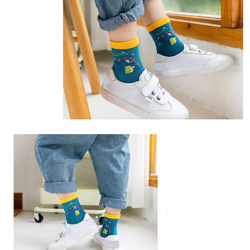 5 пар детских носков, детские носки средней длины с милым мультяшным принтом, дышащие теплые носки