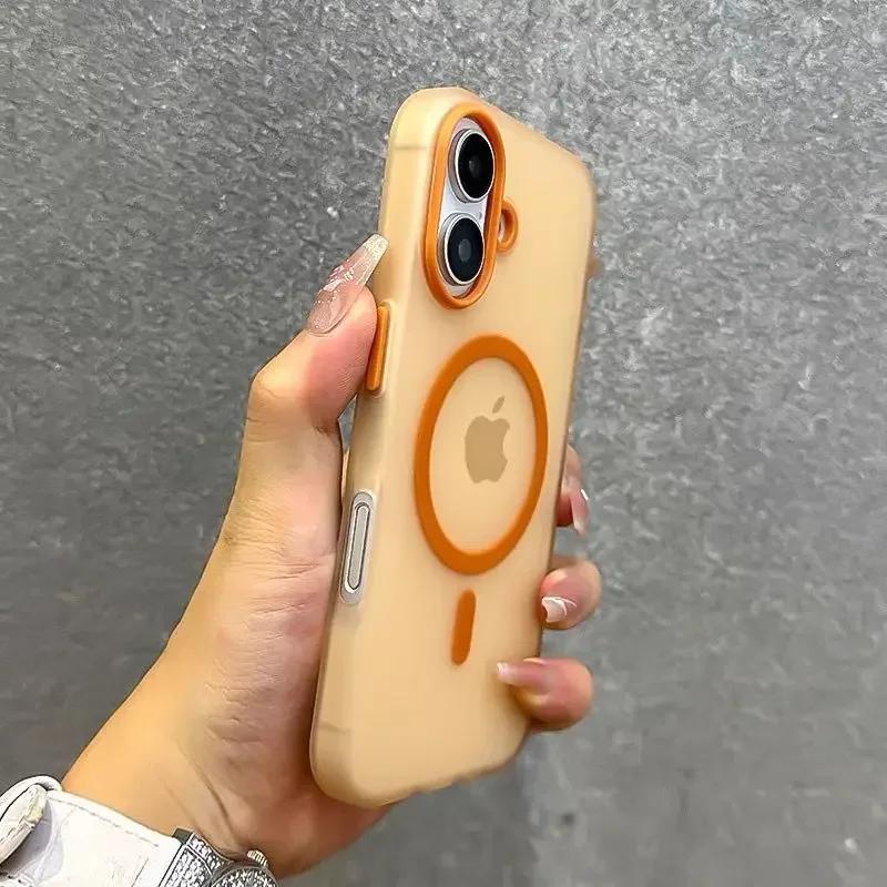 Матовый Леденец Магнитный Беспроводная Зарядка Прозрачный Чехол для iPhone 16 15 14 Plus 13 12 Pro Max для Magsafe Ударопрочная Твердая Накладка