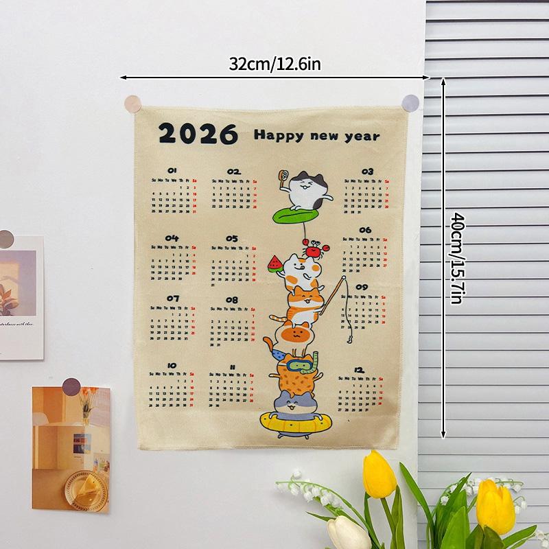 2026 New Year's Eve Wallpaper Calendar Girl's Bedroom Decoration Tapestry Askaton Calendar Wallpaper