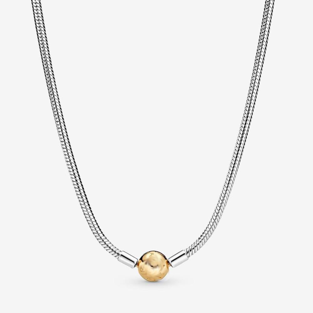 Elegant 925 Silver Plated Snake Chain Necklace with DIY Beaded Pendant for Daily Wear