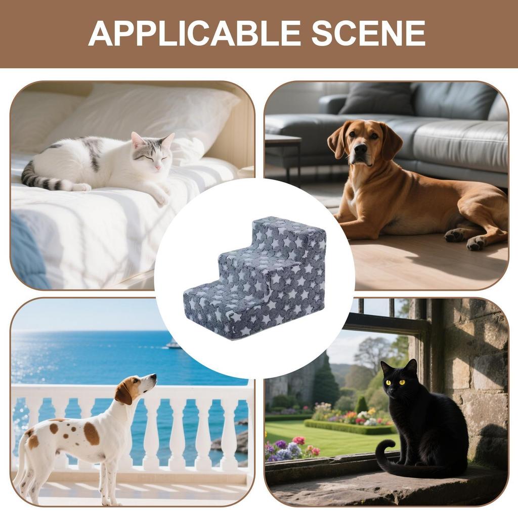 Dog Steps 3 Steps Dog Stairs for Small Cats Climbing Removable Non-Slip Climbing Pet Ramp Washable Cat Ladder for Chair Sofa