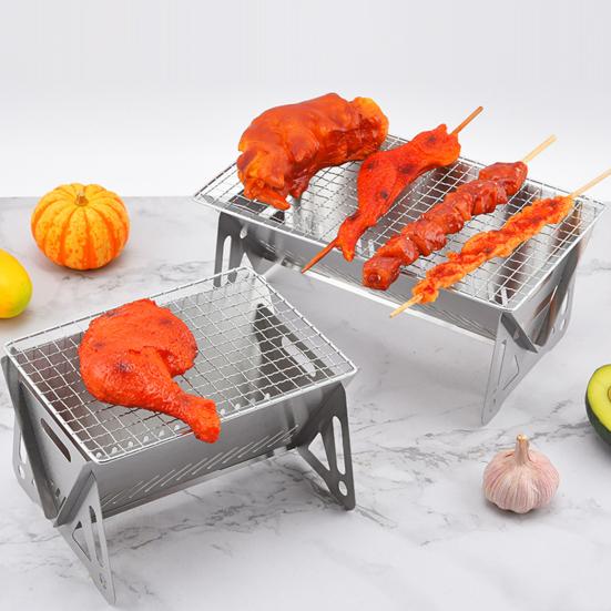 Портативный угольный гриль из нержавеющей стали для барбекю на открытом воздухе для кемпинга, пикника, походов