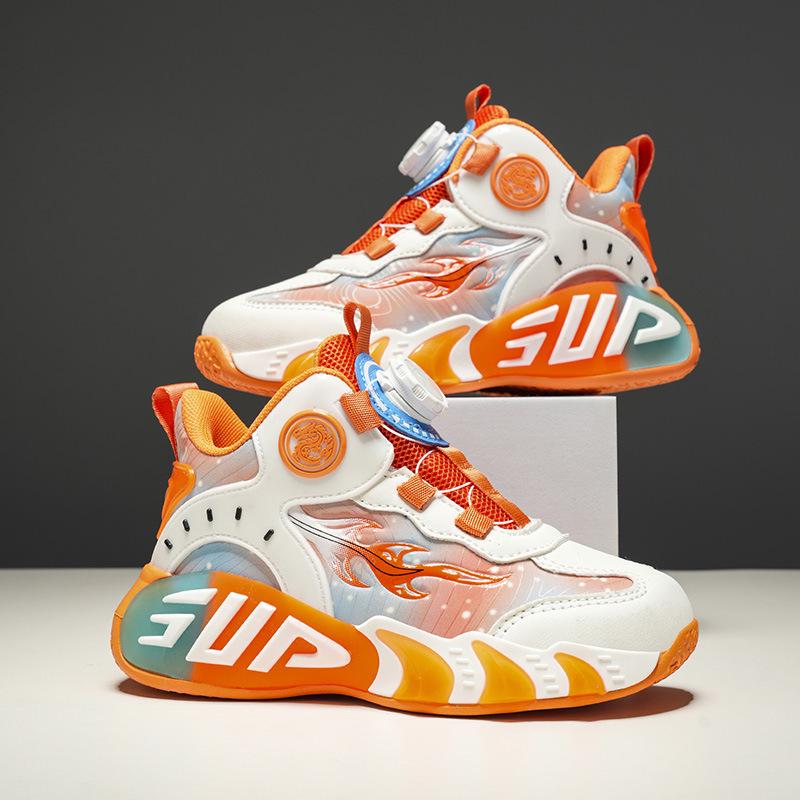 Амортизирующие кожаные баскетбольные кроссовки для мальчиков | Нескользящие, легкие спортивные кроссовки для детей старшего возраста, Осень/Зима 2025