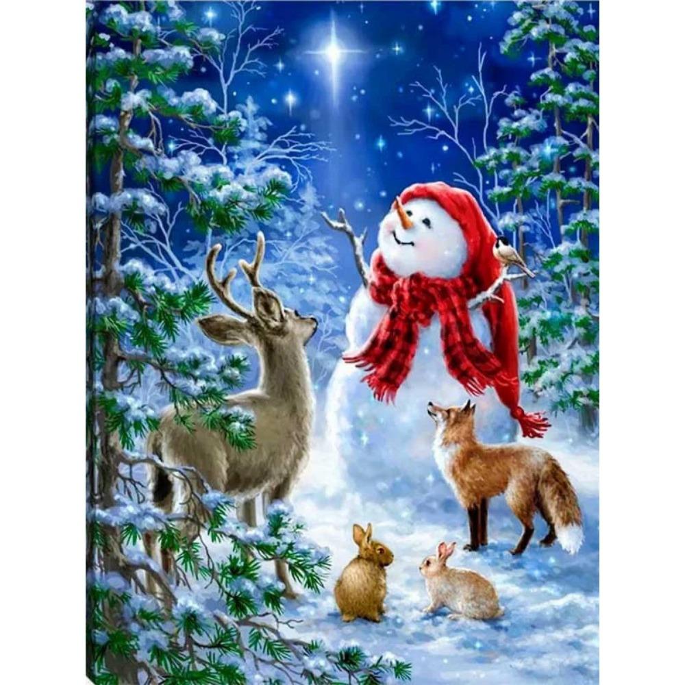 Алмазная живопись Art Full Drill Снеговик Алмазная картина Ручная работа Снежный день Diy Алмазная мозаика Картина Украшение дома Рождественский подарок