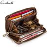 Wallet For Men Genuine Leather Clutch Wallet Male Casual Long Purse with Zipper Phone Pocket Large Capacity RFID Card Holder