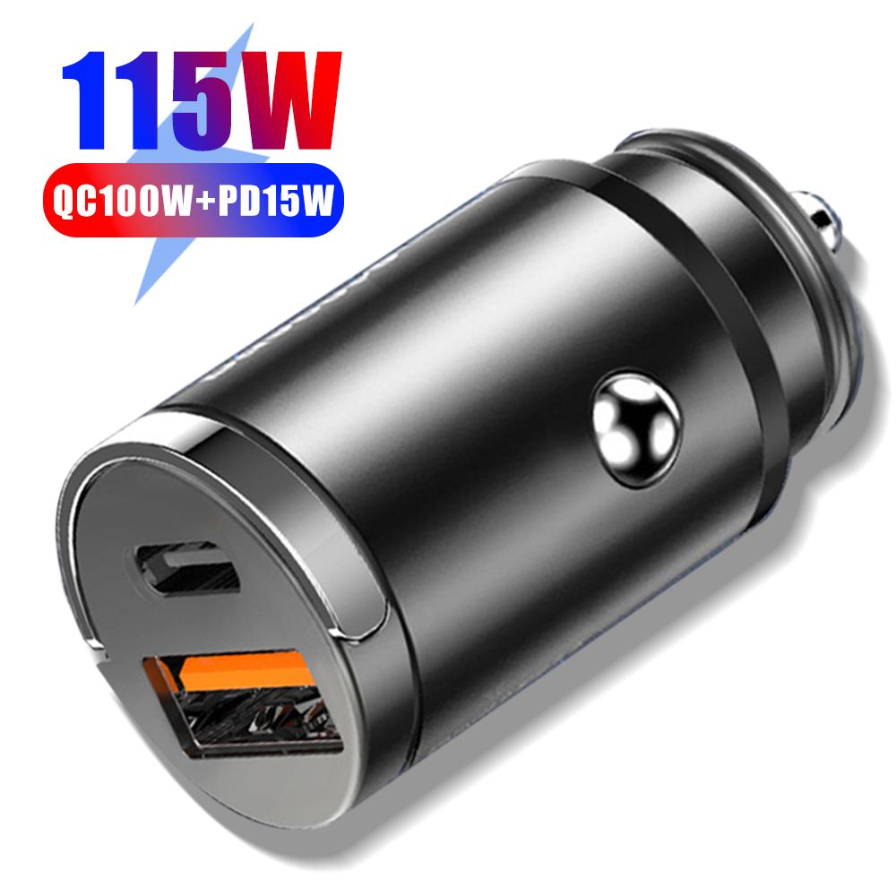 Автомобильное зарядное устройство с двумя USB-портами мощностью 200 Вт, сверхбыстрая зарядка с мини-кольцом для мобильного телефона, зарядка WARP Flash, интерфейс QC3.0