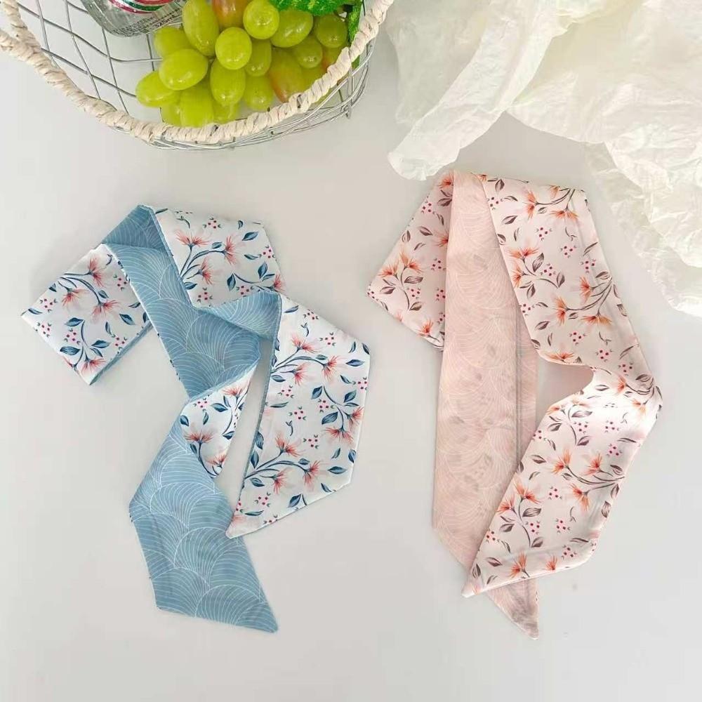 Headband Small Silk Scarf Floral Print Hairband Decorative Ribbon  Women Hair Accessory