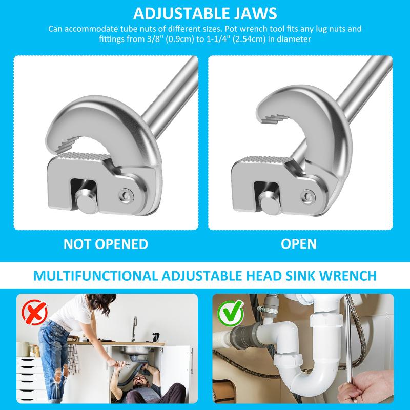 Многофункциональный ключ для раковины с поворотной головкой, ключ для смесителя горячей и холодной воды, ключ для раковины, инструменты для разборки водопроводных труб из углеродистой стали для ванной комнаты