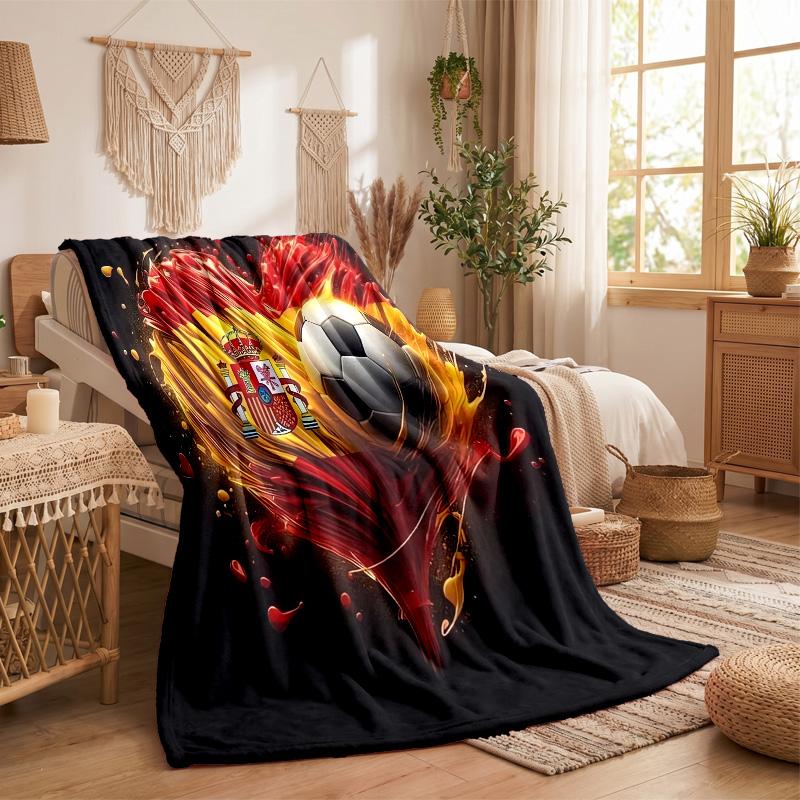 Spain Print Flannel Blanket Soft Warm Sofa Bed Throw Blanket For Home Office Bedroom