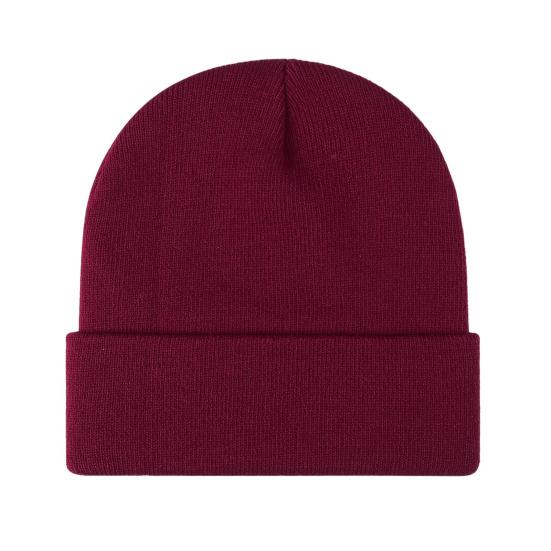 Winter Unisex Knitted Hat Stretchy Folded Brim Thickened Solid Color Ear Protection Warm Daily Wear Cap Outdoor Skiing Skating Headwear