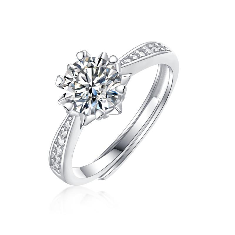 Bague Ringen S925 Silver Set 1ct Moissanite Sweet And Greasy Women's New Open Adjustable Simple Ring