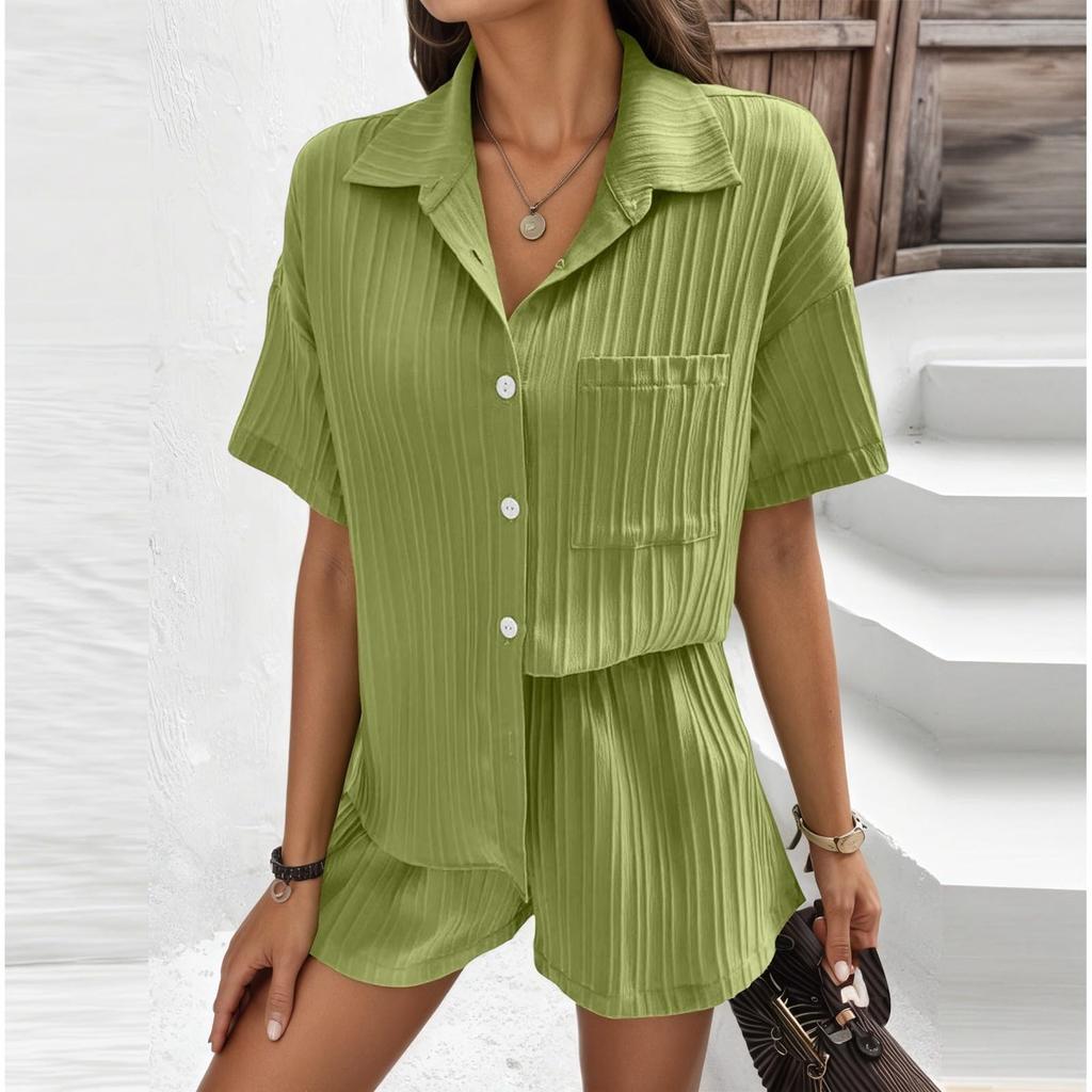 Комплекты из 2 предметов для женщин Футболка Шорты Наряды Мода Сексуальный Летний С коротким рукавом Плиссированный Костюм с открытым животом