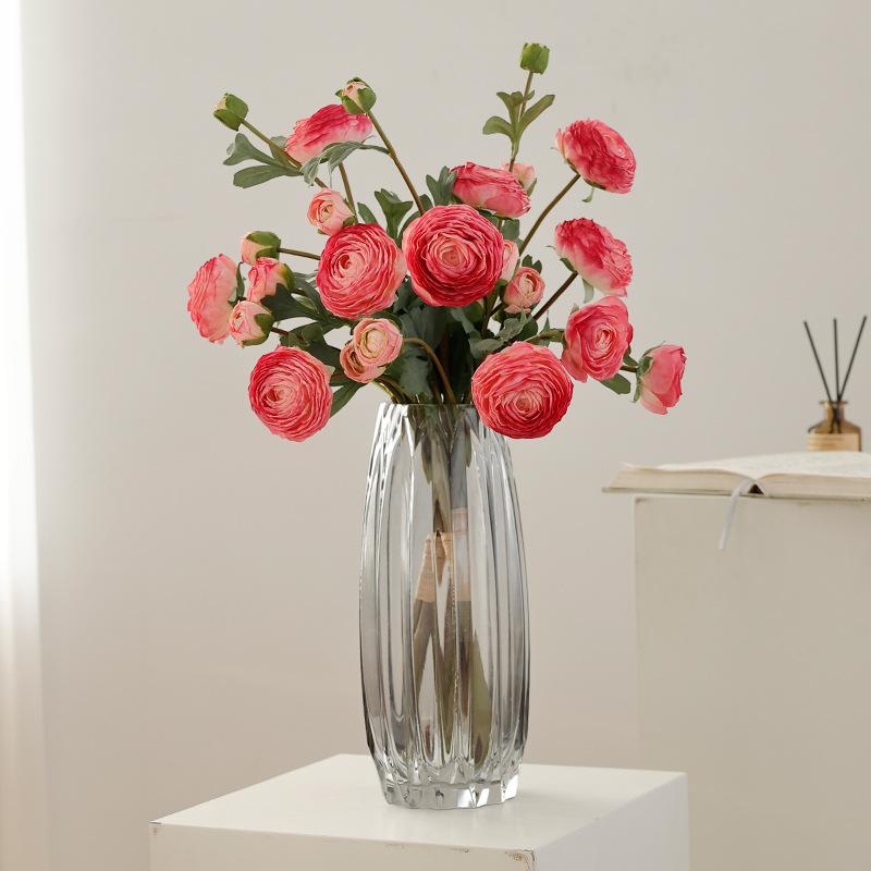 Simulation 3-branch bundle peony 9-head dew lotus fake flower home decoration ornament