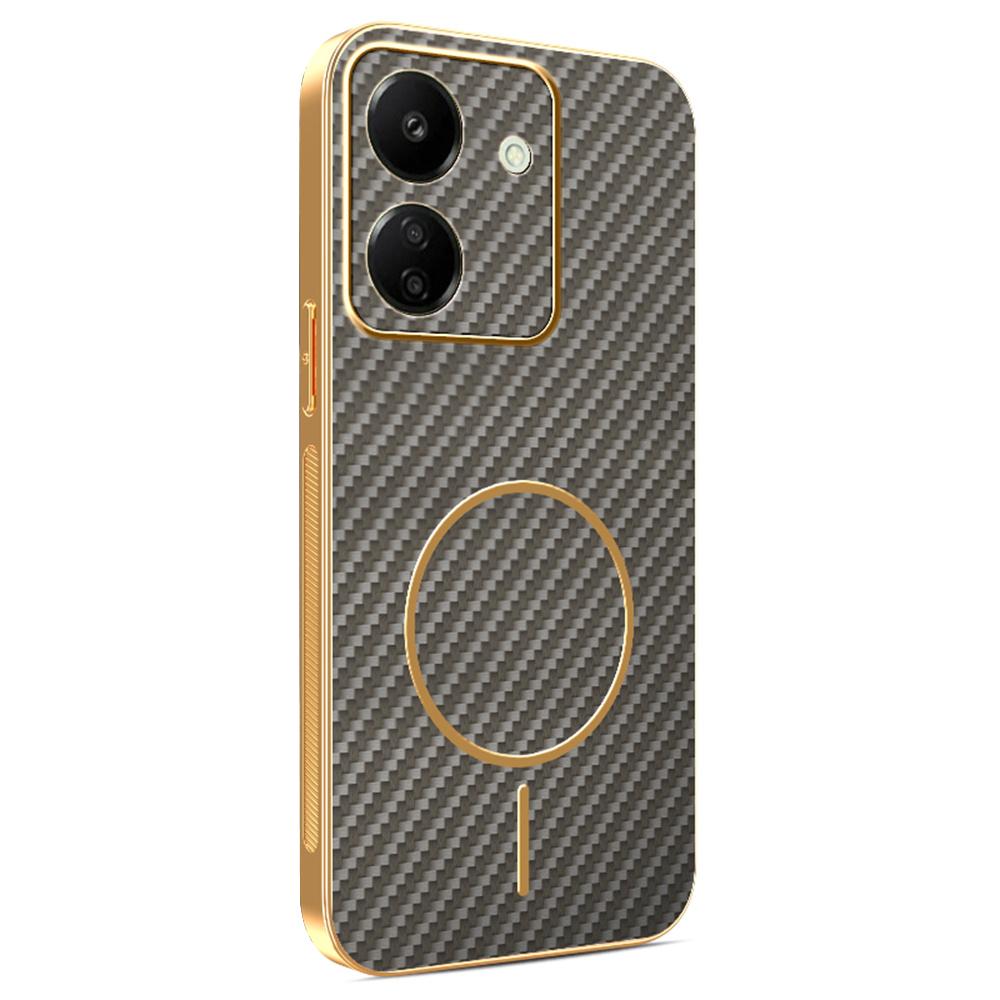 For Xiaomi Redmi 13C 4G/Poco C65 4G Phone Case Carbon Fiber Textured Electroplated TPU Back Cover
