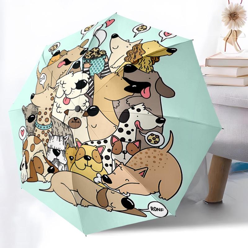 1pc Dogs Cute Fashionable Auto Opening/Closing Folding Umbrella with 8 Bones, Windproof Portable, Daily Use306