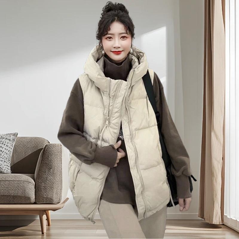 Пуховый жилет женское осенне-зимнее короткое пальто 2024 новый жилет с капюшоном пуховик жилет модное пальто