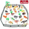 54 Pcs Mini Jungle Animal Toys Set  Realistic Wild Plastic Animals Learning Toys Elephant Gazelle Giraffe Gnu Gorilla Lion Tiger