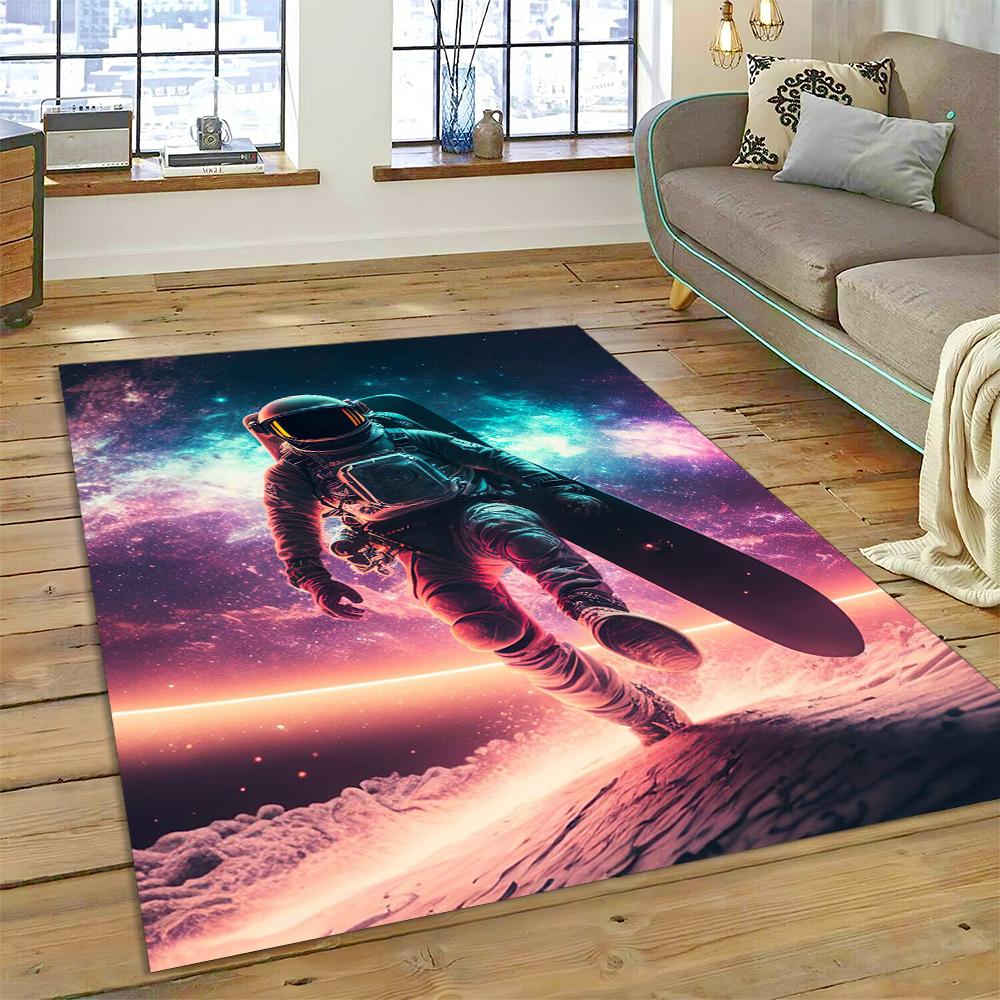 Outer Space Astronaut Universe Spaceman Cartoon Carpet Rug for Home Living Room Bedroom Sofa Doormat Decor,Kid Area Rug Non-slip