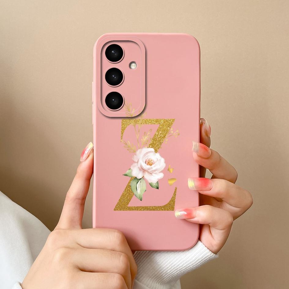 Flowers Letter Case For Samsung A05 A05S A16 S25 Plus S25Ultra A26 A56 F14 A36 Fashion Exquisite Pattern Soft Silicone Couples Covers For Samsung Capa