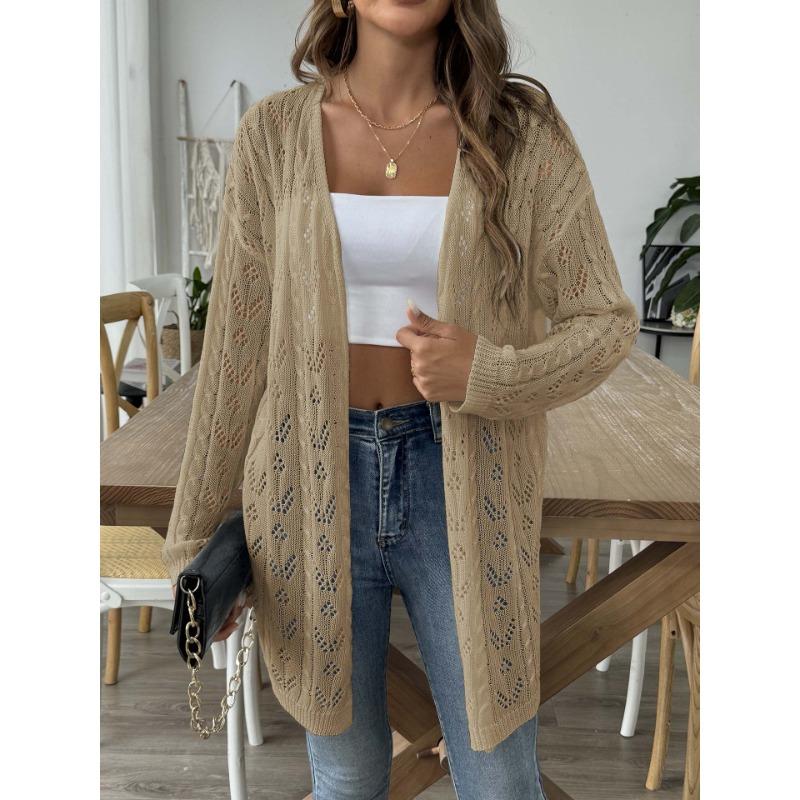 Женское осенне-зимнее повседневное пальто-свитер без пуговиц