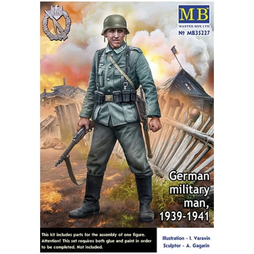 Master Box 1/35 Scale German Wehrmacht Infantry Soldier (1 Figure) 1939-1941 with Small Arms Runner, Plastic Model Kit MB35227