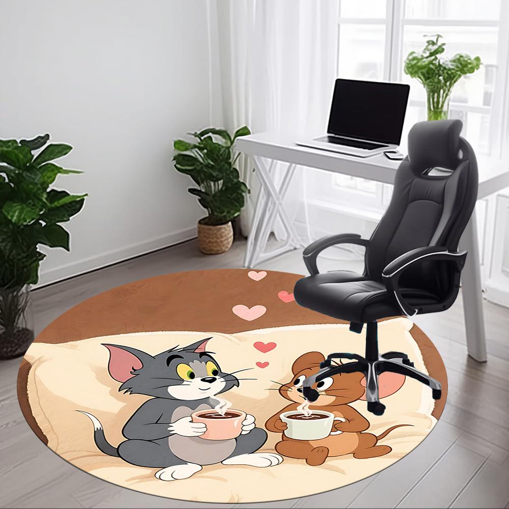 1pcTom Jerry Office Round Area Rug, Indoor Mat Suitable For Office,Bedroom Living Room Home Decor, Room Deco a0928116