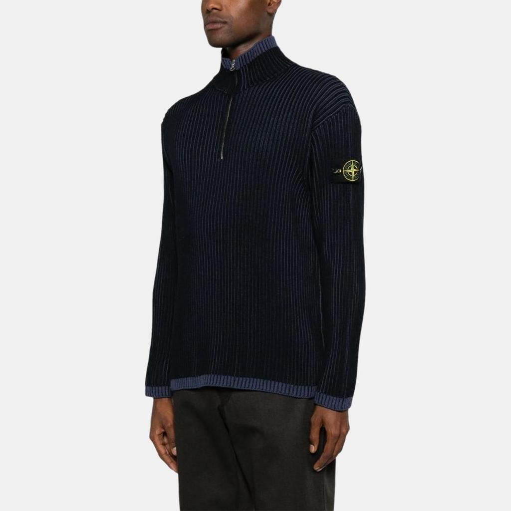 STONE ISLAND Однотонный свитер с высоким воротником, на молнии до половины, с длинными рукавами, мужской свитер Синий 8115516C1-V0020