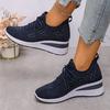 Women's Sneakers Shiny Rhinestone Wedge  Breathable Knit Non Slip Walking Shoes Woman Plus Size Fashion Thick Sole White Sneaker