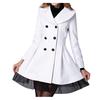 Women Flare Double Breasted Trench Jacket Ladies Long Lapel Outwear Peacoat