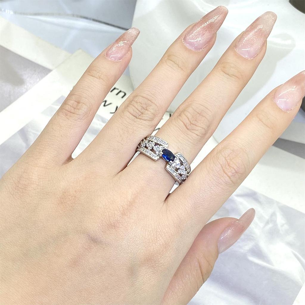 High Quality for Women with AAAA Ring Big Blue Stone Exquisite Women's Engagement Ring Party Jewelry Anniversary Gift