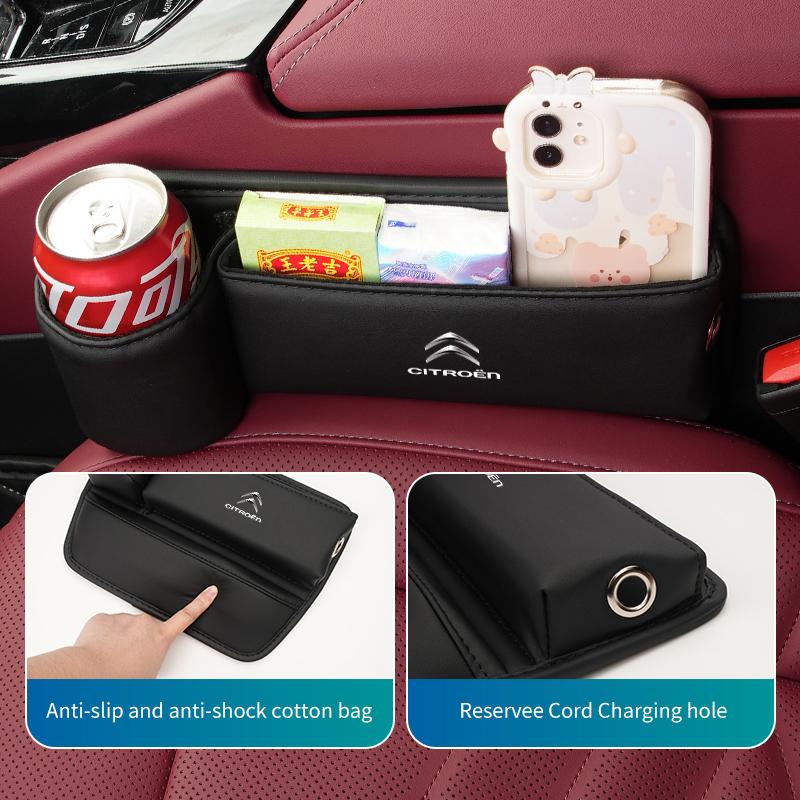EMHV7 Car Seat Gap Organizer Console Crevice Storage Box Cup Holder For Citroen C4 C3 C5 C1 C2 C6 C4L DS3 DS4 Berlingo Picasso Jumper