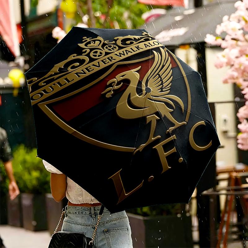 Зонт Liverpool F.C. с принтом, автоматическое открытие/закрытие - Портативный складной дизайн - Для ежедневного использования, путешествий/на улице - Подарок на день рождения