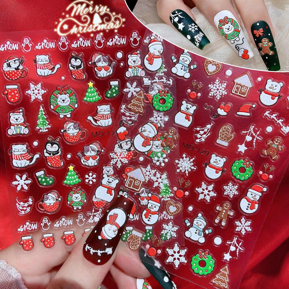 Рождественский милый мультфильм Пингвин Белл Рождественский человек Снежинка 3D наклейки для ногтей