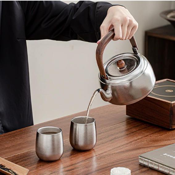 New Pure Titanium Double-Layer Insulated Outdoor Cup & Kettle Set for Coffee & Tea