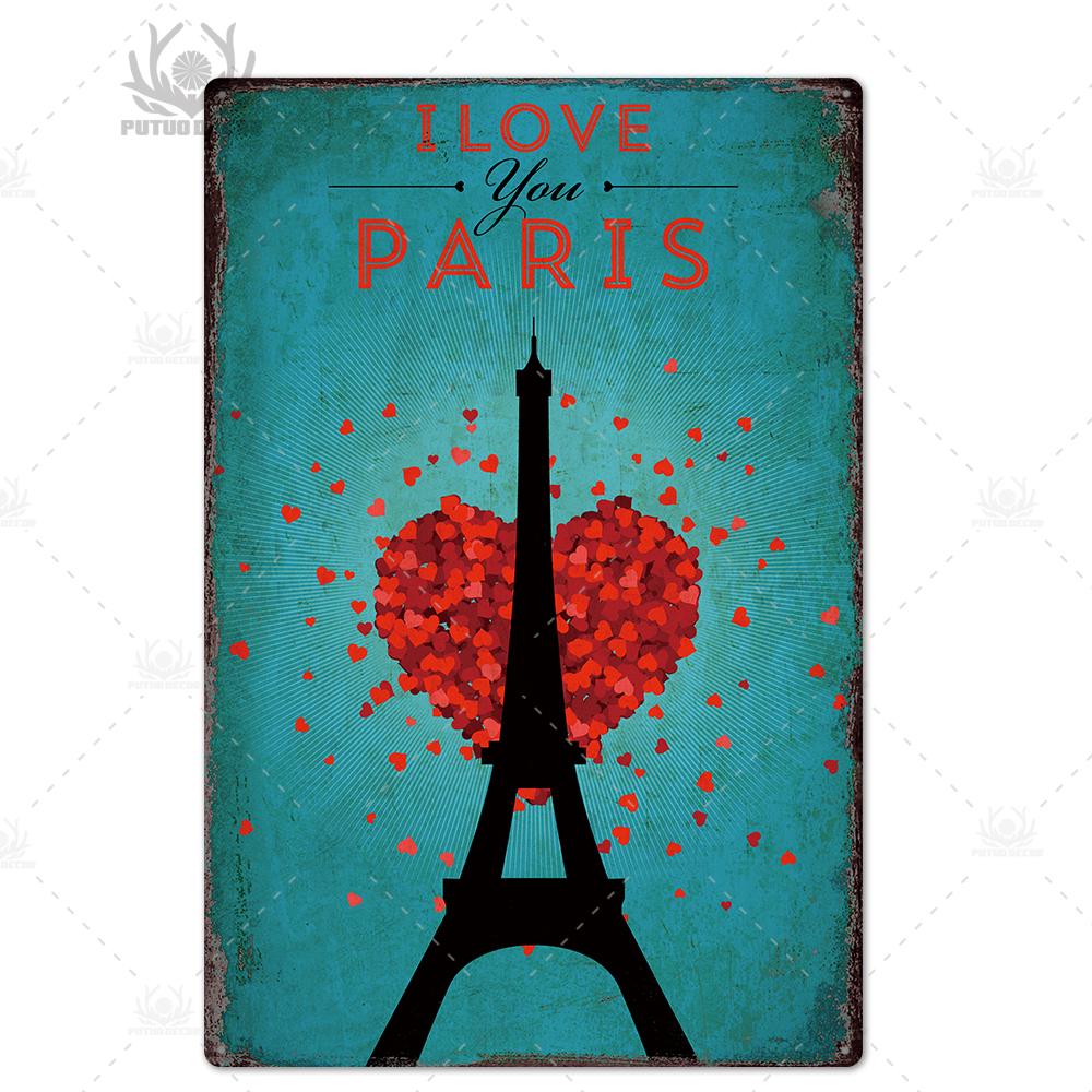 Decor Paris Vintage Tin Sign Plaque Metal Retro British Coffee Bar House Home Living Room Decorative Wall Poster