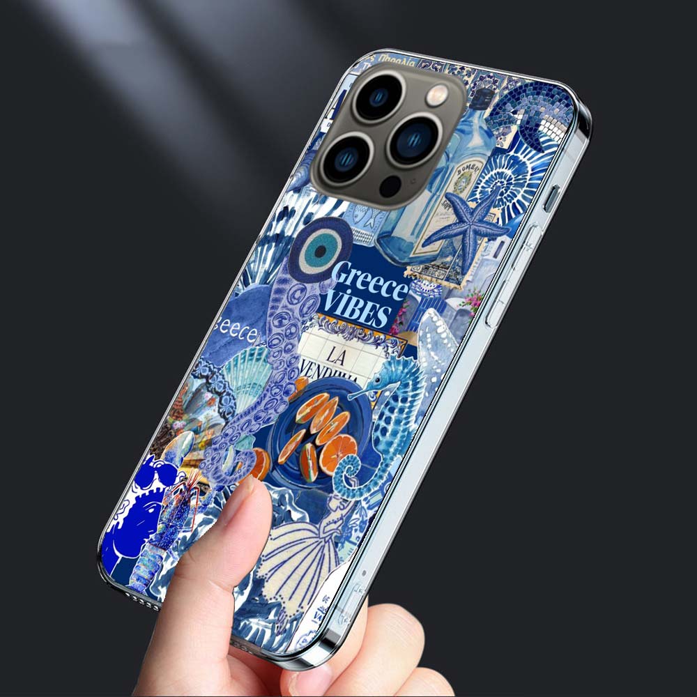 Морская Синяя Пляжная Океанская Чехол для Телефона Для Iphone 16E 15 Pro 14 Plus 17E 16 17 Pro Max Air 11 12 13 Mini Ударопрочный Capa Милый Чехол