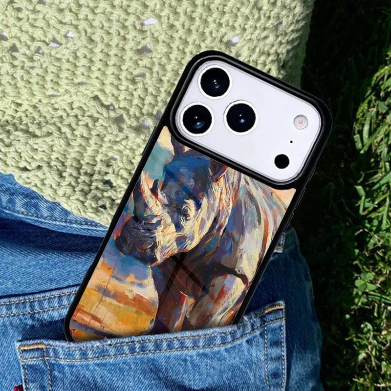 Animal Rhino soft Phone Case Cover for IPhone 11 12 13 14 15 16e 17 Pro Max Coque for IPhone 17 Air