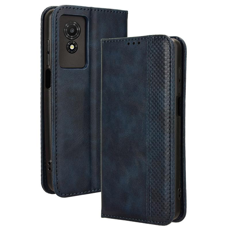 For TCL 501 Leather Case Magnetic Closing Retro Phone Cover with Wallet Stand