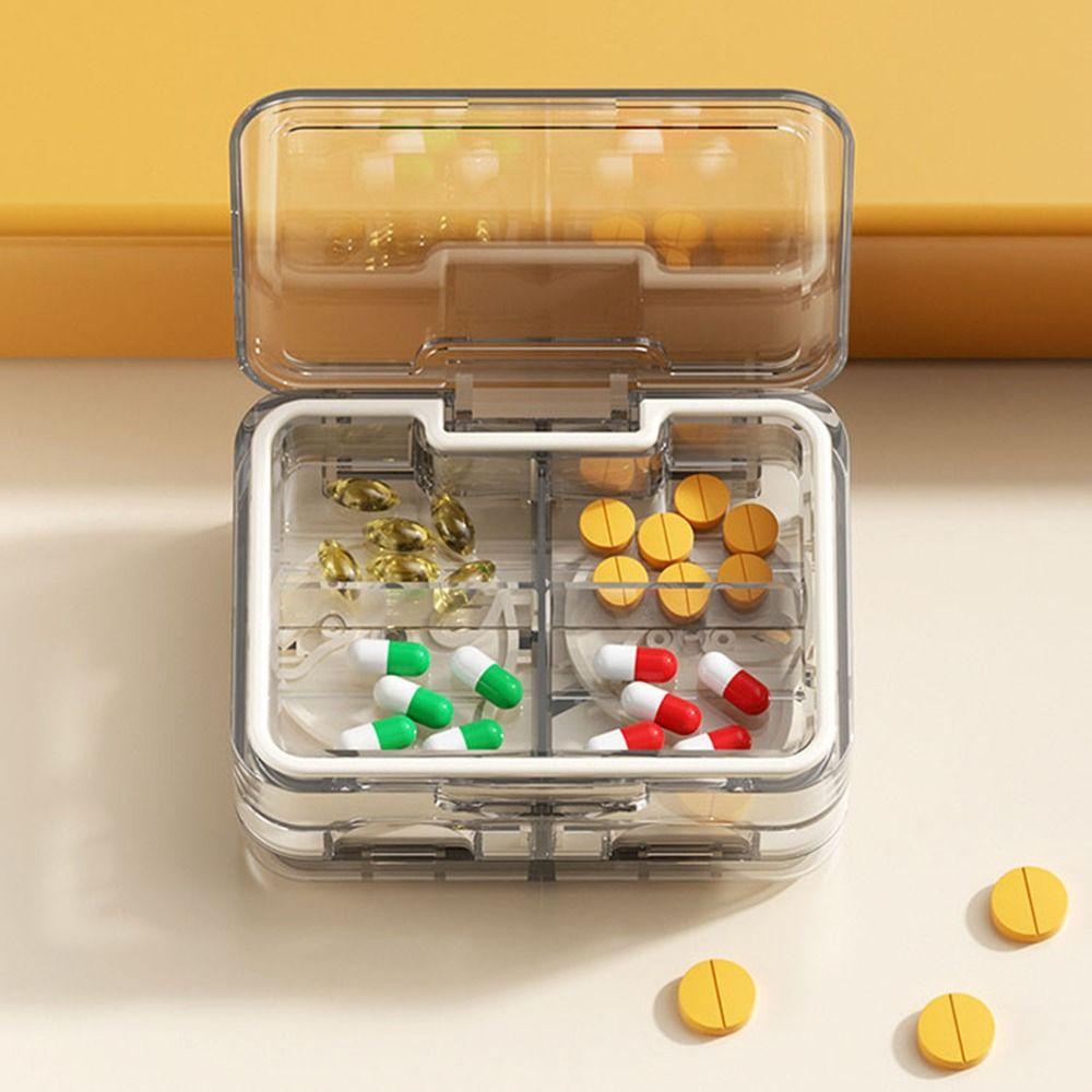 Moisture-proof Double-Layer Pill Box Plastic Pill Splitter Portable Pill Organizer Kids