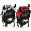 Ободок с рогами дьявола Готический кружевной головной убор Аксессуары для костюма на Хэллоуин для девочки Музыкальный фестиваль и ролевая игра на Хэллоуин