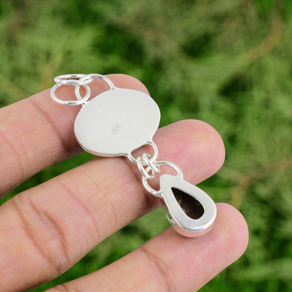 Daughters Day Deal Pear Golden Pietersite Gemstone 925 Sterling Silver Pendant