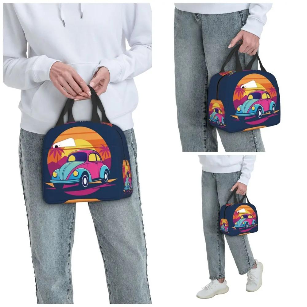 Beach Cartoon Camping Vehicle Insulated Lunch Bag for Kids School Cooler Thermal Food Box Tote Portable Lunch Boxes Container