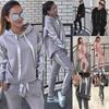 2шт / комплект женщин сплошной цвет с капюшоном толстовка и брюки спортивный костюм спортивный костюм