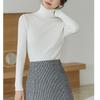 Осенне-зимний вязаный свитер с высоким воротником, женский, с длинными рукавами, облегающий, однотонный, модный, универсальный, базовая рубашка, элегантная внутренняя одежда