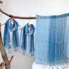 Linen Tie-Dye Scarf Gradual Change Imitation Blue Dye Batik Scarf Women'S Style Shawl Fringed Warm Silk Scarf