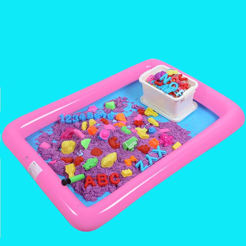 Plastic Inflatable Sand Tray Mobile Table For Children Kids Indoor Playing Sand Clay Color Mud 