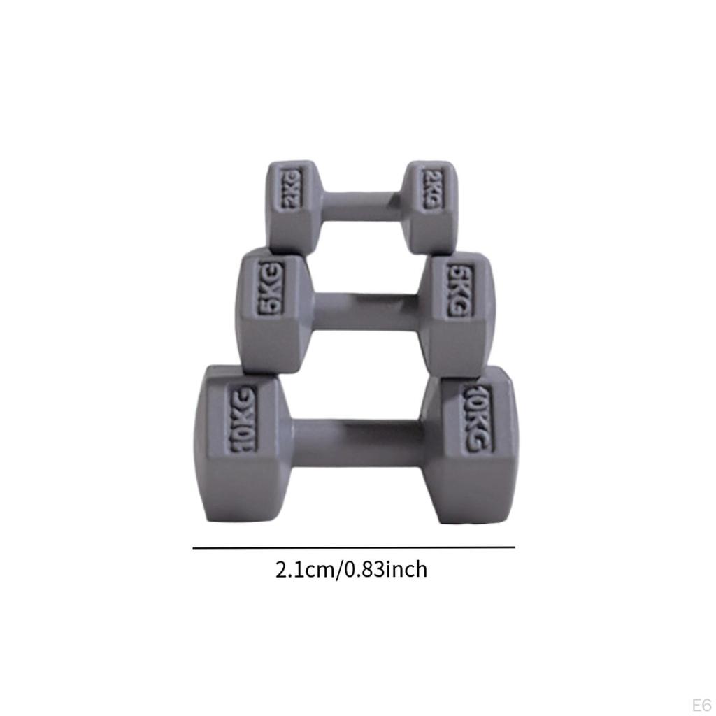 3 Pieces ,Miniature Kettle Bell, Miniature Barbell,Micro Landscape Decor, DIY, Lovely Mini Dumbbells