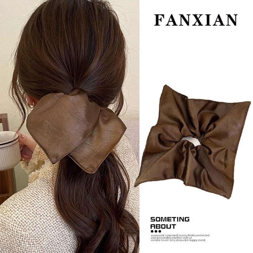 High-end Leather Square Scrunchies Vintage Gentle Hair Ties Hair Rope Women Girls Accessories