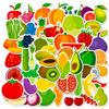 50 Cartoon Fruits and Vegetables Stickers New Products Cartoon Children's Physical Education Fruits and Vegetables Doodle Stickers
