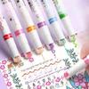 Wave Flower 6-Color Outline Roller Pen Set - Student DIY Quick-Drying Curve Pens for Creative Handbooks